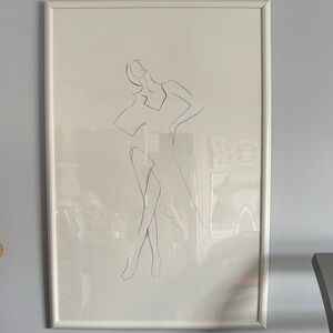 Minimal Line Art Framed Print - White Frame Woman Feminine